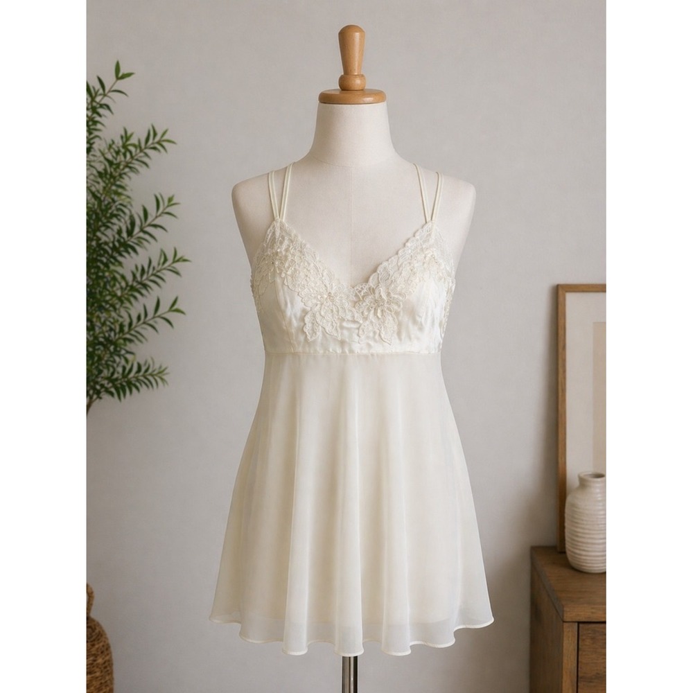 Bridal Lace Fairycore Chemise Ivory Honeymoon  Angelcore Slip Size Small